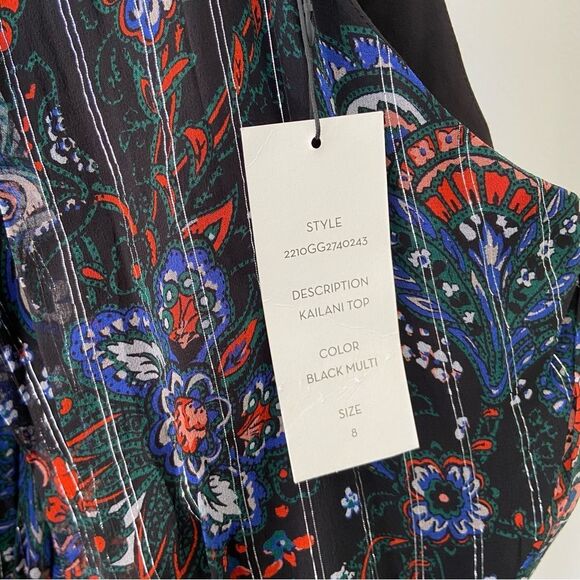 NWT Veronica Beard Kailani Silk Floral Black Halter Sleeveless Top size 8 - Picture 5 of 10